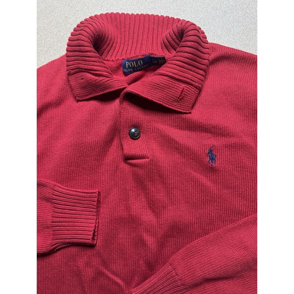 Polo‎ Ralph Lauren 1/4 Button Pullover Sweater Sweatshirt Size Large Red